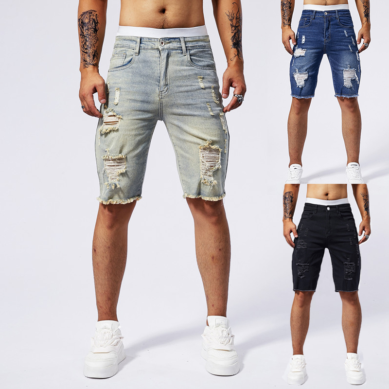 Streetwear Brand Denim - 2025 yaz yeni erkek yırtık kot